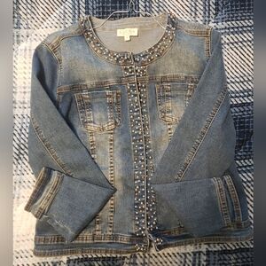 NWOT Blue Denim Jacket with Stud Accents